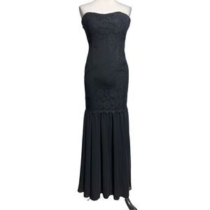 Aiden Mattox Strapless Black Lace Formal Dress Evening Gown Size 4